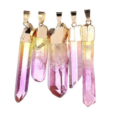 China 2021 Wholesale Natural Quartz Crystal Pendant Healing Chakra Reiki Charm Volume for sale