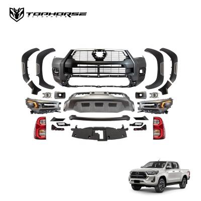 China PP/abs body kit for hilux revo rocco retrofit kit conversion kit facelift head lights tail bumper lights for sale