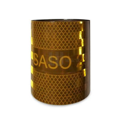 China Prismatic Saudi Arabia SASO 2913 Tearable 4 Inch 10cm x 50m Yellow Red White Reflective Metal Tape Overlay for sale