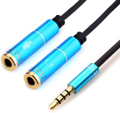 China Speaker 3.5mm 4 Pin Male to 2 x 3.5mm 3 Pin Female Headphone Converter Head Splitter Adapter Audio Cable for sale