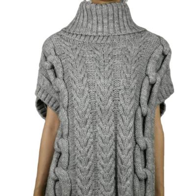 China OEM Anti-pilling Computer Knit Gray Sleeveless Turtleneck Plain Fahion Winter 2020 Women Invest Sweaters for sale