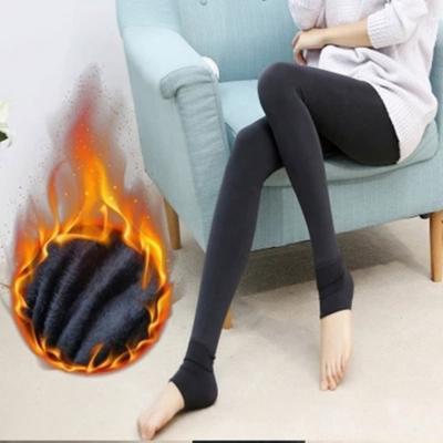 China Solid Color Antibacterial Thick Plain Gaiters Winter Thermal Warm Fleece Striped Slim High Waist Pantyhose Gaiters Pantyhose for sale