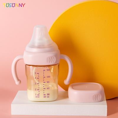 China Bpa Free Silicone Baby Food Grade Anti-flatulence Handle Straw Wide Handle Straw Milk Bottle Bpa Free Feeding Milk Bottles for sale