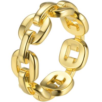 China TRENDY Link Chain Hollow Finger For Women Rings Latest High Quality 18K Gold Plated Brass Jewelry For Women Gift RF184006 for sale