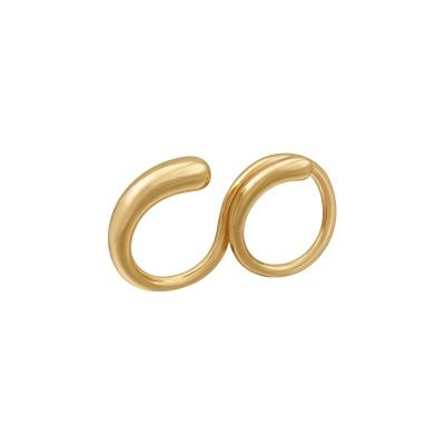 China S Latest TRENDY Geometric Irregular Line Double Finger Adjustable 18K Gold Plated Brass Jewelry For Women Accessories Punk Ring R234202 for sale