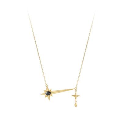 China New FASHIONABLE Original Design Zircon Black Irregular Octagon Pendant 18K Gold Plated Brass Jewelry For Women Party Necklace P223363 for sale