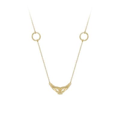 China Original TRENDY Design 14K Gold Double Hand Hook Color Round Pendant Necklace Pull Gold Plated Brass Jewelry For Gift P233368 for sale