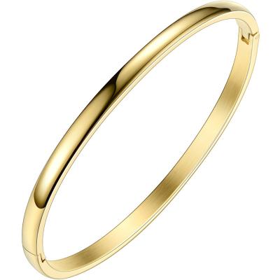 China FASHIONABLE Simple Shiny Bangles Bracelets 18K Gold Color Gold Plated Stainless Steel Accessories Jewelry For Women Gift Party BM182005 for sale