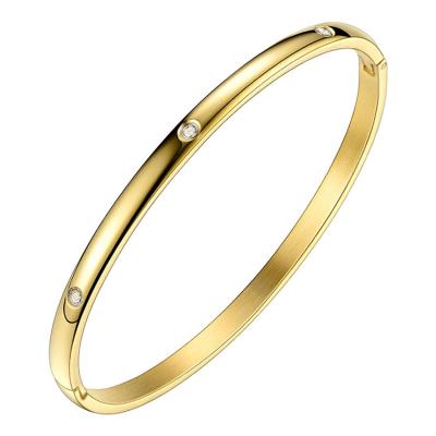 China FASHIONABLE Simple Shiny Bangles Bracelets 18K Gold Color Gold Plated Stainless Steel Accessories Jewelry For Women Gift Party BM182009 for sale