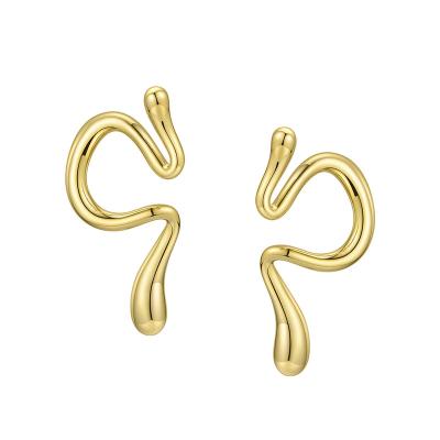 China TRENDY Environmental Brass Ear Clip On Earrings High Quality 18K Gold Plated Minimalist Jewelry For Women Gift Party E191078 for sale