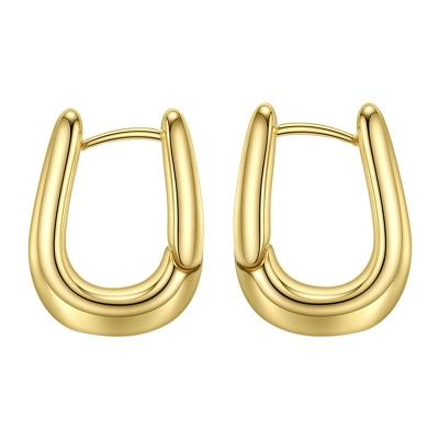 China TRENDY U Shape Gold Color Cute Small Geometric Circle High Quality 18K Gold Plated Brass Jewelry For Women Gift Circles Earrings E191114 for sale