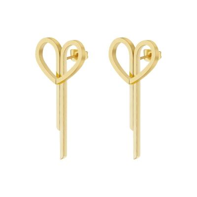 China TRENDY irregular line heart shaped drop earrings original latest design 14K gold plated stainless steel jewelry for women E231491 for sale