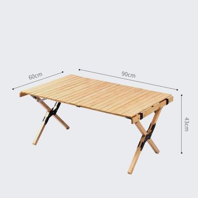 China Travel Foldable High Quality Outdoor Leisure Egg Roll Table Beach Picnic Camping Wooden Folding Table for sale