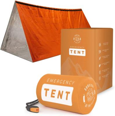 China Diagonal tying type sunscreen pe camping emergency ultralight camping orange outdoor tent for sale