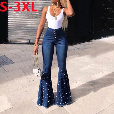 China Fashion Trend Viable Wholesale Women Flare Pants Stretch Skinny Casual Pants High Waisted Ladies Jeans Solid Color Women Flare Pants for sale