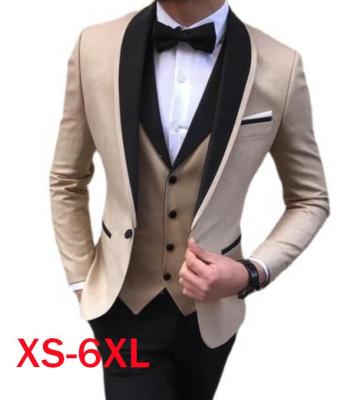 China 2022 Plus Size Anti-static Custom Logo Groom Blazers Suit Sets Wedding Banquet Man Three-piece Ceremonial Business Casual Dress for sale