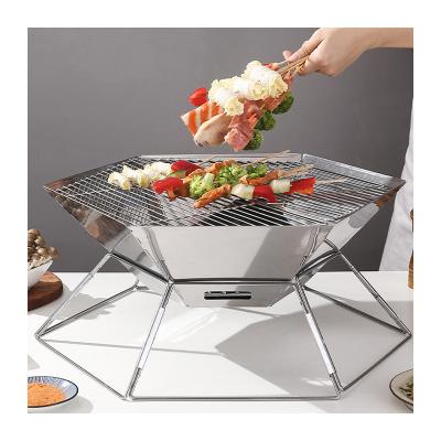 China Garden Picnic Adjustable Height Stainless Steel BBQ Easy-Grip Grill Hexagonal Outdoor BBQ Grill BBQ Machine for sale