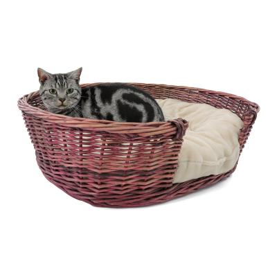 China Amazon Breathable Hot Selling Cat Dog Bed Cane Wicker Rattan Handmade Bamboo Pet Bed for sale