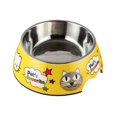 China 2022 Viable Pet Product Supplier Factory Price Hot Selling Plastic Shell Stainless Steel Scratching Feeder Dog Cat Animal Bowl for sale