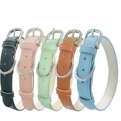 China Padded Basic Classic Padded Leather Pet Collars For Cats Puppy Small Medium Dogs for sale