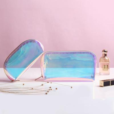 China Hot Sale Fashion Elegant Women TPU Holographic Laser PVC Cosmetic Bag For Summer for sale