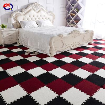 China Non-Toxic Foam Mats Ins Carpet Bedroom Cute Home Living Room Square Plus Velvet Quilting Suede Mat Pavimento Eva Incastro Karpet for sale