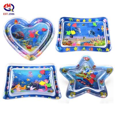 China Custom Water Sensory Waterproof Baby Tummy Toys Play Mat Water Design Shape Inflatable Play Mat Eco-Friendly Weather Friendly for sale