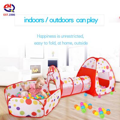 China Soft Toy Large Children's Tent 3 in 1 Foldable Play House Indoor Crawling Tunnel Can Pull Waves Ocean Ball Pool for sale