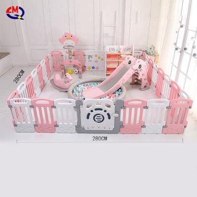 China New Design Hot Sale Multifunctional Easy Detachable Safety Easy Detachable Kids Safety Fold Playard Fence Plastic Indoor Baby Playpen for sale