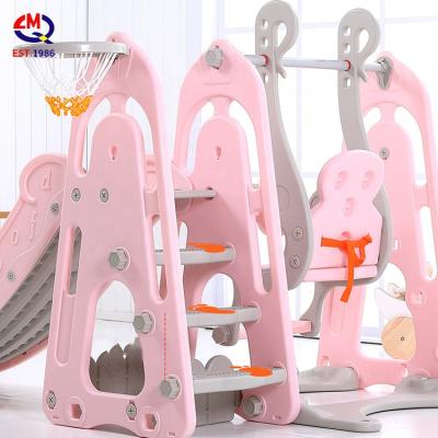 China Safety Fold Detachable Easy Indoor Household Playground Toy Small Set Three-in-One Folding Toy Kids Slide Swing for sale