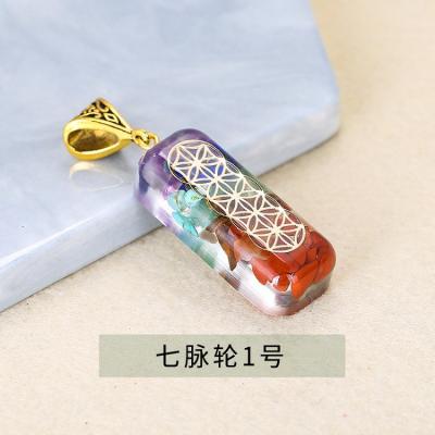 China Resin FASHIONABLE Long Stainless Steel Bar Viking Pendant Necklace With Turquoise 7 Chakra Orgone Energy Healing Pendant Necklace For Unisex for sale