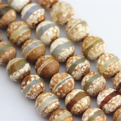 China DIY decoration; Bracelet ; Necklace ; Earring beads etc. for Jewelry Making Faceted Round Tibetan Agate Brown Line for sale