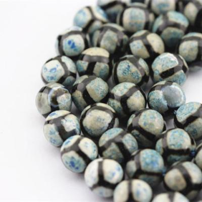 China DIY decoration; Bracelet ; Necklace ; The pearls of the earring etc. For Jewelry Making Light Bule Faceted Tibetan Dzi Agate With Football Stripe for sale