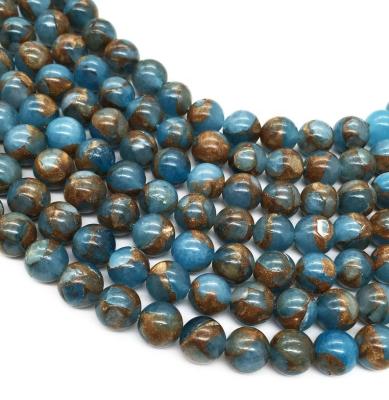 China DIY decoration; Bracelet ; Necklace ; Earring beads etc. for Jewelry Making 4~12mm Nice Smooth Blue Mosaic Quartz Gemstone Loose Round Beads 15.5