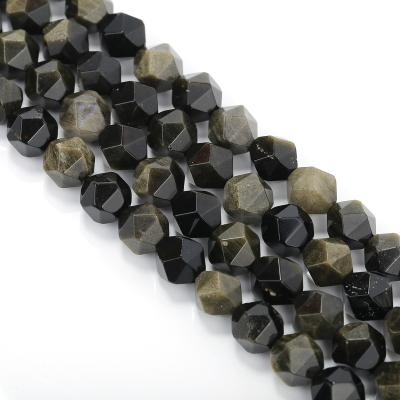 China DIY decoration; Bracelet ; Necklace ; Earring beads etc. for jewelry making beads for jewelry making good quality gold obsidian Diamond Cut Stone Round for sale