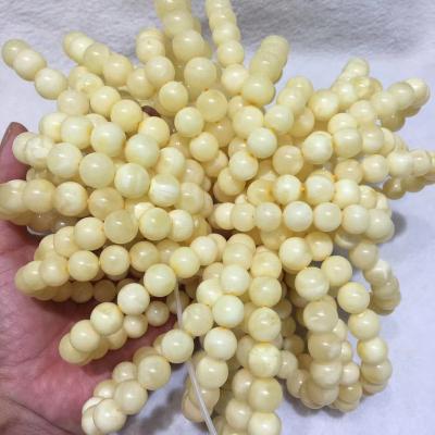 China White Amber Bracelets 10-12 Mm Round Bead Natural Natural Baltic Amber White Amber Bracelet High Quality And Muslim Prayer Beads for sale