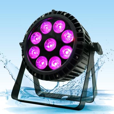 China Waterproof party outdoor led uplight 9*18w 6in1 RGBWAUV led par light battery wireless stage light led par for sale