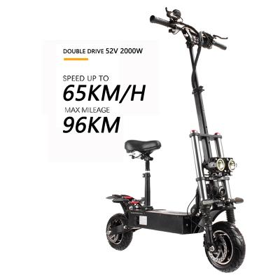 China Adult Folding Mobility Scooters 52V Electric Scooter 10inch Two Wheel E-scooters Unisex Fashionable Electric Scooter 2000W Double Motor for sale