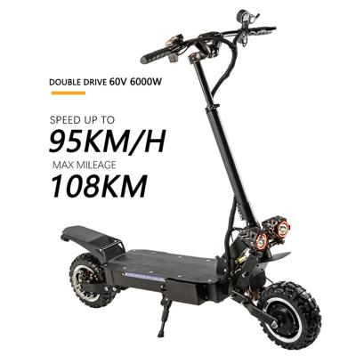 China Electric Scooter Motorcycle 6000W Unisex Electric Scooter Tires 11inch Double Drive 60V Electric Scooter Dual Motor For Adults for sale