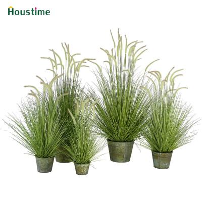 China Natural Plant Supplier Touch Rattlesnake Artificial Grass Plant with Metal Pot for Decoration for sale