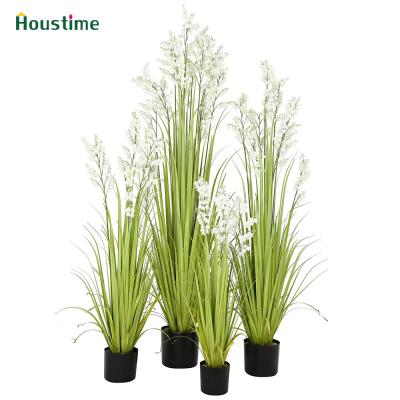 China Natural High Quality Unique Design Artificial Bell Flower Touch With Potted Grass Plant for sale