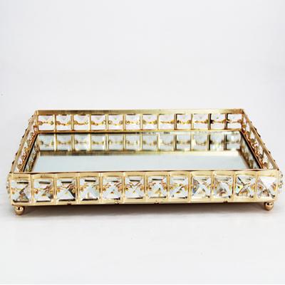 China Vase table design the multifunctional gold decoration tray with amber crystal for hotel for sale