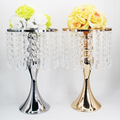 China Vase metal iron stand k9 crafts table crystal metal stand vase flower pots for wedding decoration for sale