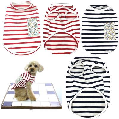 China Viable Wholesales Cute Cotton Red And Black Shirt Vest Stripe Cheap Funny Pet Clothes For Dogs And Cats for sale