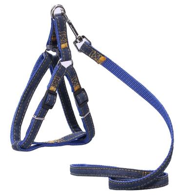 China Stain Quality Viable Mixed Denim Stitched Fabric Thickened Large Size Dog Rope Strap Pull Back Wear Resistant Rope for sale