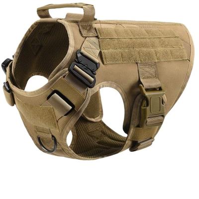 China Viable Pet Military Work Training Stocked Heavy Duty Tactical Dog Harness Vest with Handle Shock Collar Dog Training Collar for sale