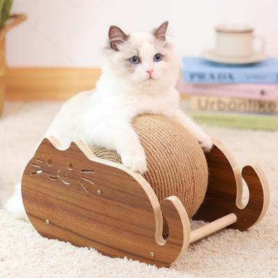 China 2021 New Design Cat Scratch Ball Pet Wooden Toy Cat Smart Ball Cat Wheel Exercise Smart for sale