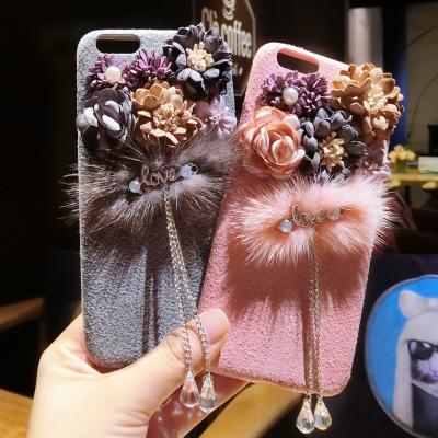 China Protect Cell Phone Fashional DIY Furry Flowers PC Cell Phone Case for iphone 6 plus plus 6s for sale