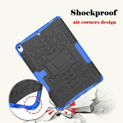 China With pencil slot 2 in 1 tire grain skid resistance tpu tablet shockproof plastic case for ipad apple pro 10.5/12.9/9.7 cover with stand for sale