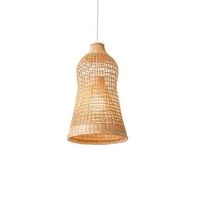 China Asian Rustic Wicker Woven Ceiling Lamp Shade Bamboo Hanging Lighting Rattan Weaving Pendant Lamps For Home Decoration for sale